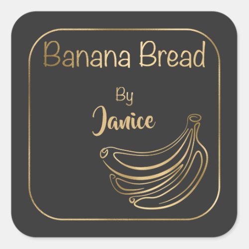 Charcoal And Gold Luxurious Banana Bread Label