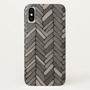 Charcoal and Gray Herringbone Elegant Geometric  iPhone X Case