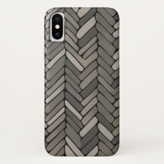 Charcoal and Gray Herringbone Elegant Geometric  iPhone X Case