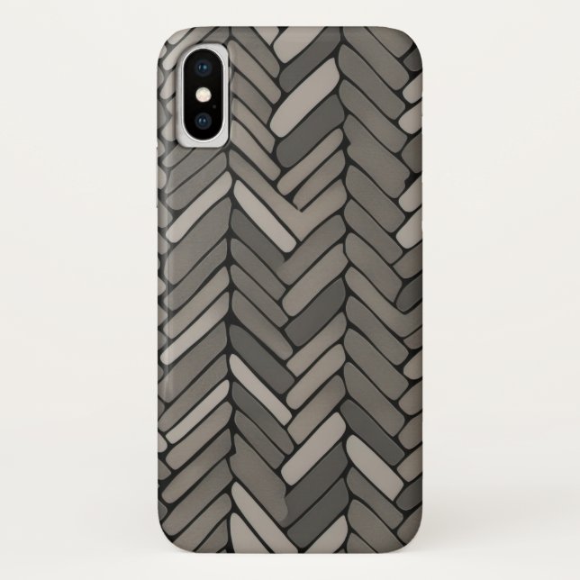 Charcoal and Gray Herringbone Elegant Geometric  Case-Mate iPhone Case (Back)