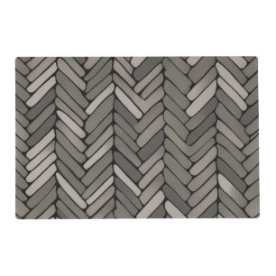 Charcoal and Gray Herringbone Elegant Geometric Placemat