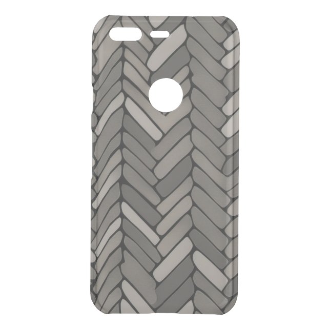 Charcoal and Gray Herringbone Elegant Geometric  Uncommon Google Pixel Case (Back)