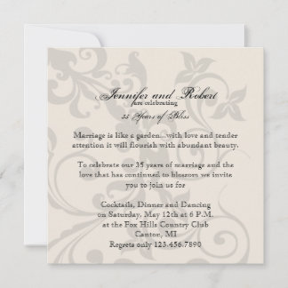 Charcoal and Ivory Filigree Anniversary Invitation