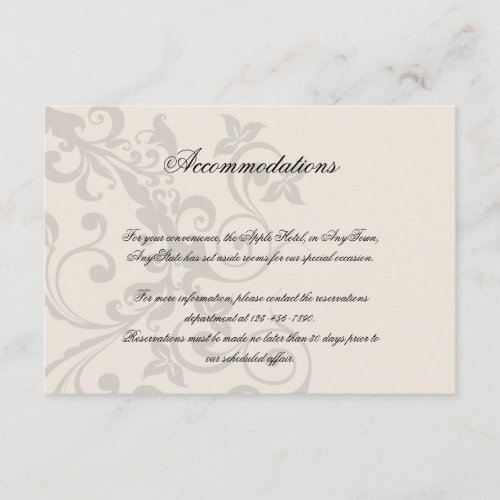 Charcoal and Ivory Filigree Wedding Insert Personalized Invites