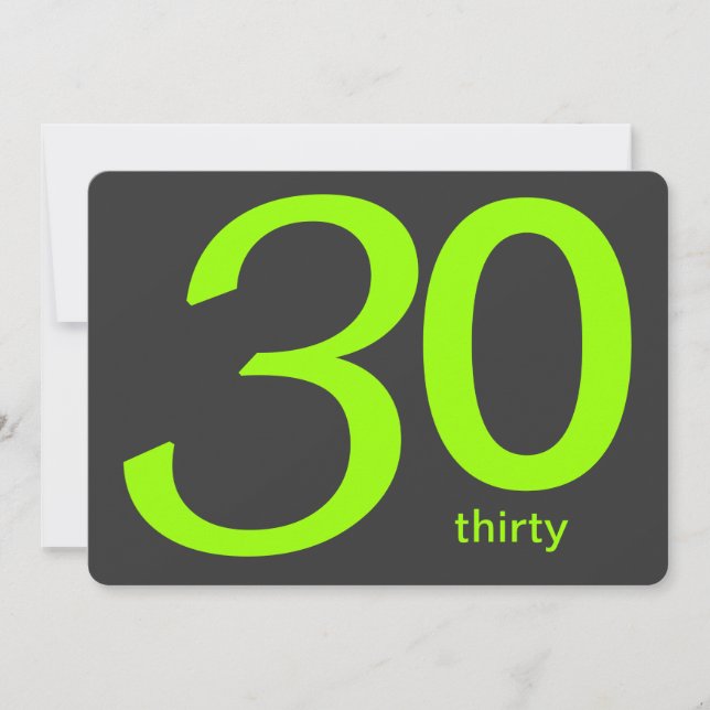 Charcoal and Lime Custom 30th Birthday Invitation (Front)