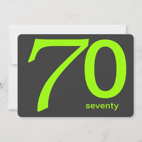 Charcoal and Lime Custom 70th Birthday Invitation