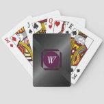 Charcoal and maroon monogrammed poker cards