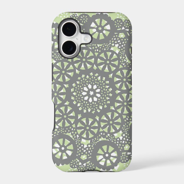 Charcoal and Mint Geometric Pattern Iphone Case (Back)