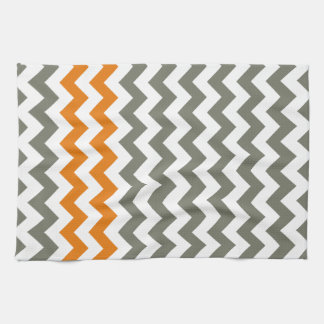 Charcoal and Orange Chevron Stripes Towel