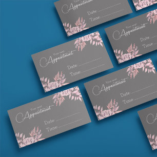 Charcoal and pink sophisticated appointment card