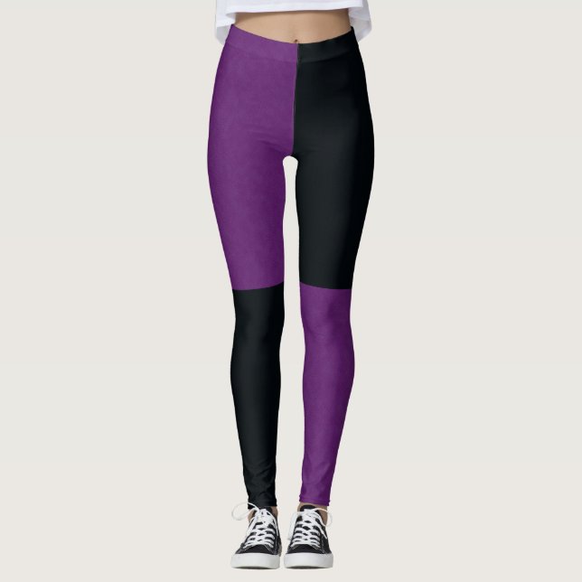 Charcoal And Purple Denim, Leggings (Front)