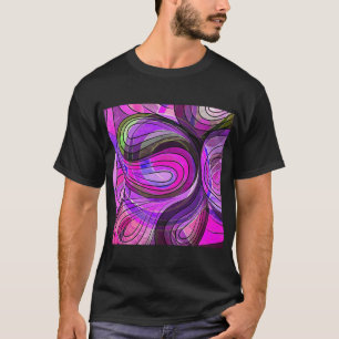 Charcoal And Rose Water Doodle With Black Lines T-Shirt
