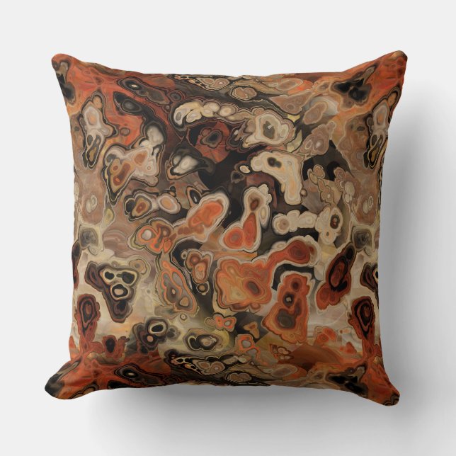 Charcoal and Rust abstract Throw Pillow (Front)