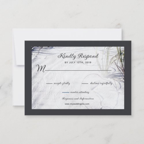 Charcoal and Sandy White Beach RSVP Invitation