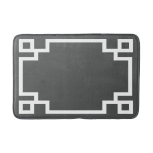 Charcoal and White Greek Key Bath Mat