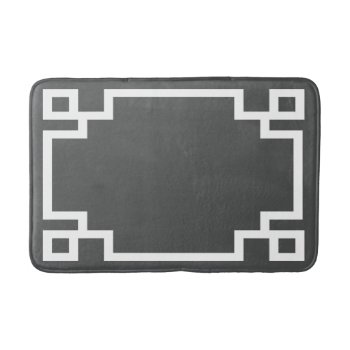 Charcoal And White Greek Key Bath Mat by cardeddesigns at Zazzle