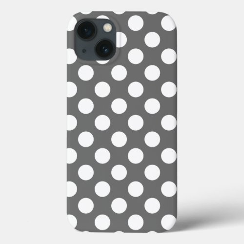 Charcoal and White Polka Dot iPhone 13 Case