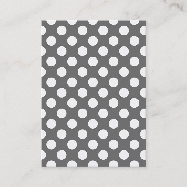 Charcoal and White Polka Dots Business Card (Front)