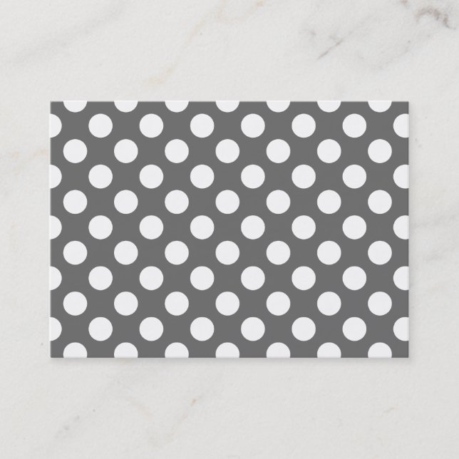Charcoal and White Polka Dots Business Card (Front)