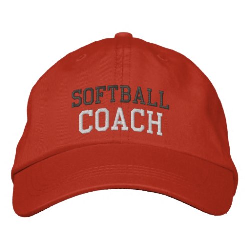 Charcoal and White Text Softball Coach Hat