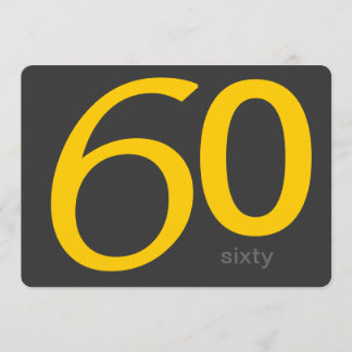 Charcoal and Yellow Custom 60th Birthday Invite