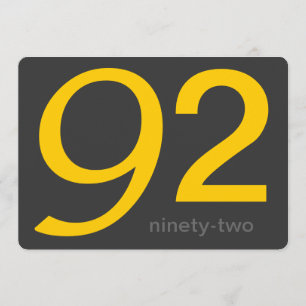 Charcoal and Yellow Custom 92nd Birthday Invite