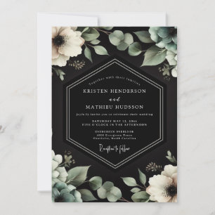 Charcoal Anemone Elegance Wedding Invitation