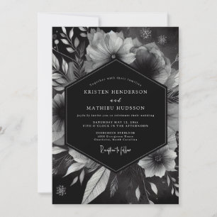 Charcoal Anemone Nocturne Wedding Invitation
