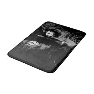 Charcoal Artistic Black Cat Portrait Bath Mat