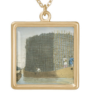 Charcoal Bark, etched by the artist, published 180 Gold Plated Necklace