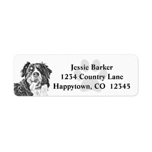 Charcoal Bernese Mountain Dog Return Address Label