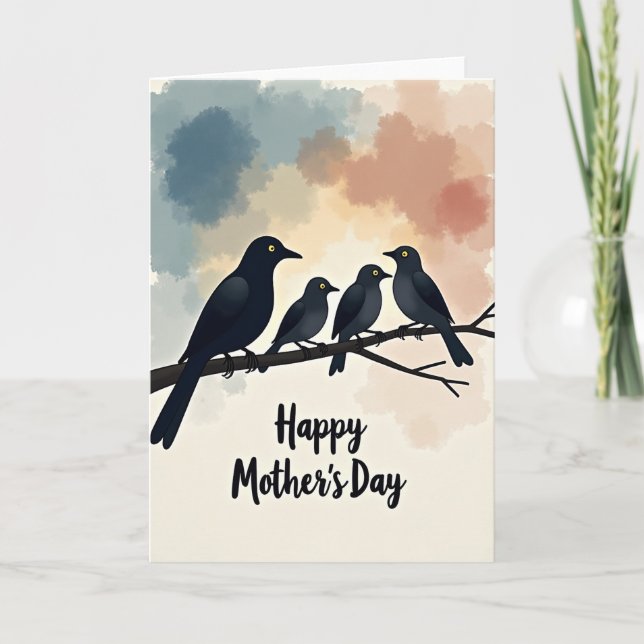 Charcoal Bird Mothers Day Card (Front)