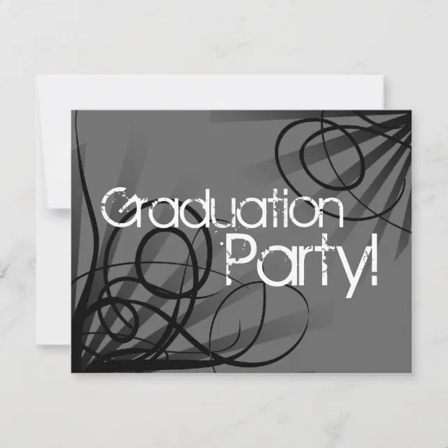 Charcoal, Black and White Graduation Party Invitation | Zazzle