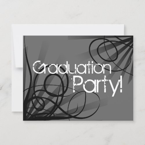 Charcoal, Black and White Graduation Party Custom Invitations