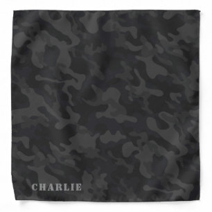 Charcoal black camouflage custom name bandana