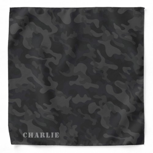 Charcoal black camouflage custom name bandana