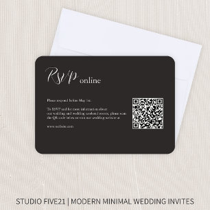 Charcoal Black • Elegant Modern Wedding RSVP Card