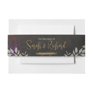 Charcoal Black & Gold Luxe Velvet Luxury Wedding Invitation Belly Band