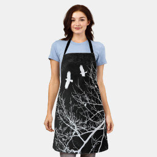 Charcoal Black Gothic Crows Trees Gothic Apron