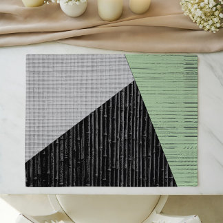Charcoal Black Green Grey Colour Block Abstract Cloth Placemat
