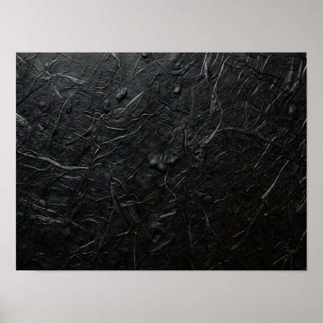 Charcoal Black Handmade Paper Texture Poster (Front)