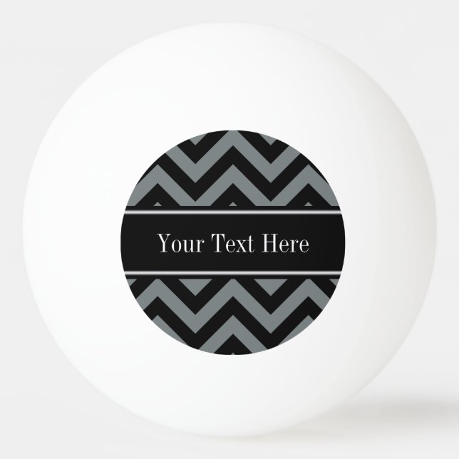 Charcoal, Black LG Chevron Black Name Monogram Ping Pong Ball (Front)