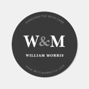 Charcoal Black Modern Business Logo Monogram Classic Round Sticker