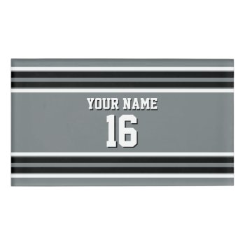 Charcoal Black Wht Team Jersey Custom Number Name Name Tag by FantabulousSports at Zazzle