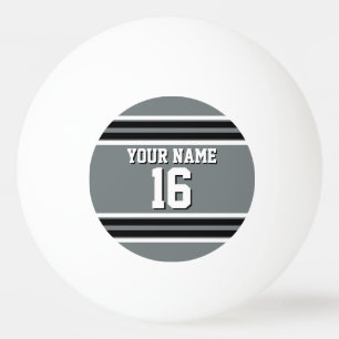 Charcoal Black Wht Team Jersey Custom Number Name Ping-Pong Ball