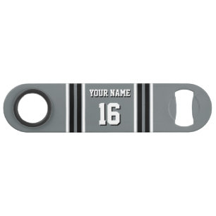 Charcoal Black Wht Team Jersey Custom Number Name Speed Bottle Opener
