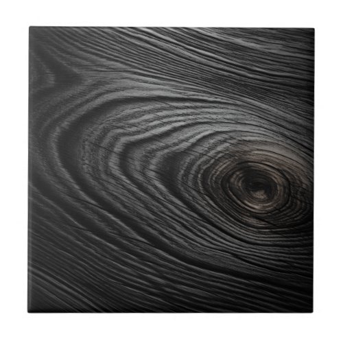 Charcoal Black Wood Grain Texture Ceramic Tile