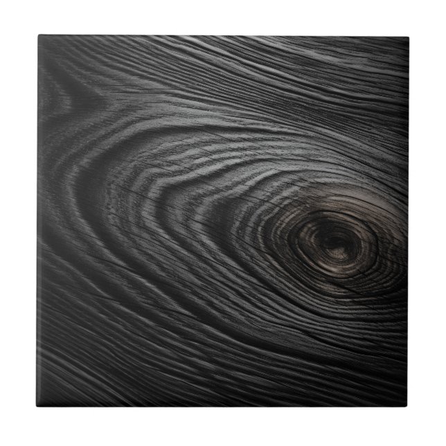 Charcoal Black Wood Grain Texture Ceramic Tile (Front)