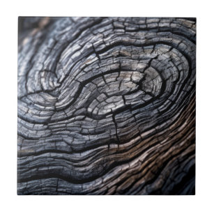 Charcoal Black Wood Grain Texture Ceramic Tile