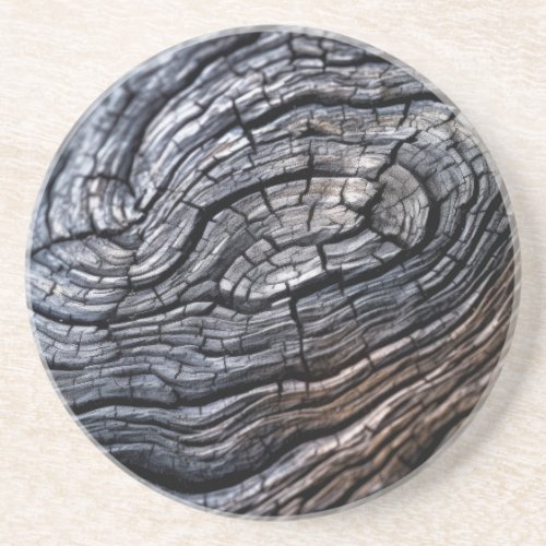 Charcoal Black Wood Grain Texture Coaster